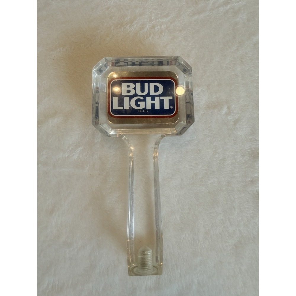 Bud Light Beer Tap Handle Knob Top Draft Keg Bar Keg Vintage Acrylic Square